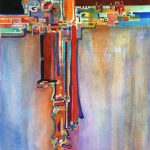 243 - Festive Abstract IV Subterranean Blues, $450 (Watercolor and Acrylic, 10.5" x 14")